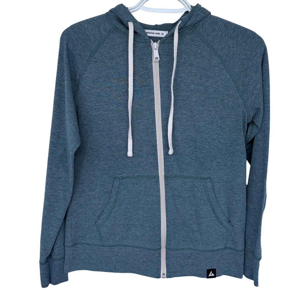 American Giant‎ Full Zip Hoodie Womens Small Green Casual Lightweight Jacket